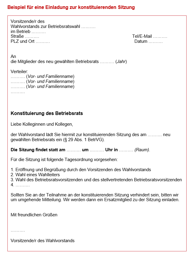 <p>Beispiel für eine Einladung zur konstituierenden Sitzung</p>
